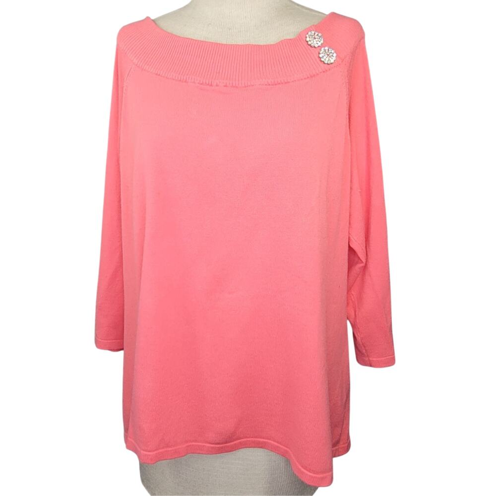 Pink Rhinestone Sweater Size 1X